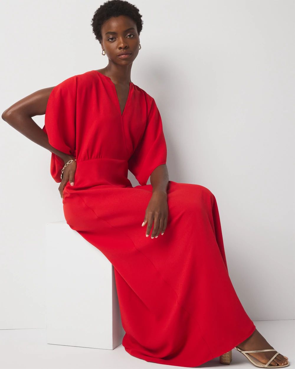 Petite Kimono Sleeve Crepe Gown | White House Black Market